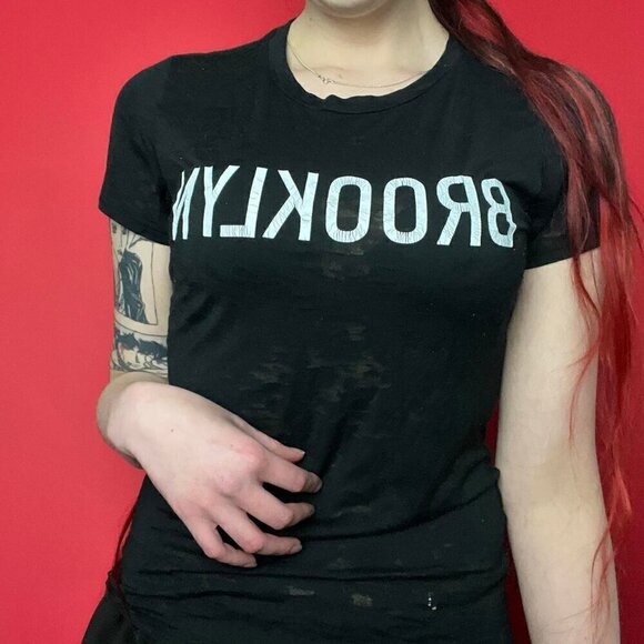 Brooklyn industries / Y2K sheer black graphic teeββββββββββ - Picture 5 of 5